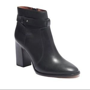 Madewell The Sammie Black Leather Chunky Heel Ankle Booties